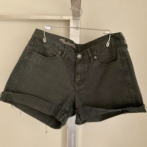 Madewell Mid-Rise Boy Shorts in Washed Black
